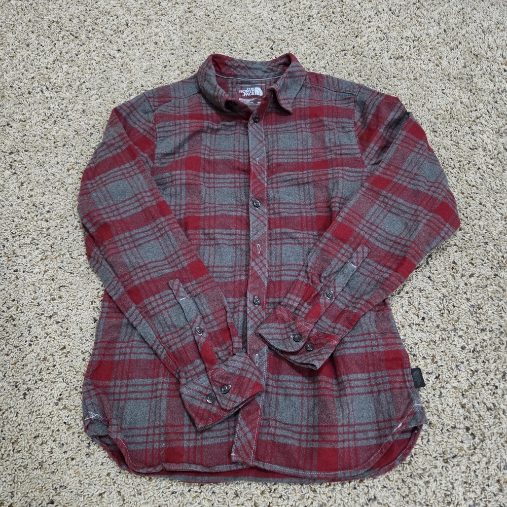 The North Face Red and Gray Casual Button Down Shirt